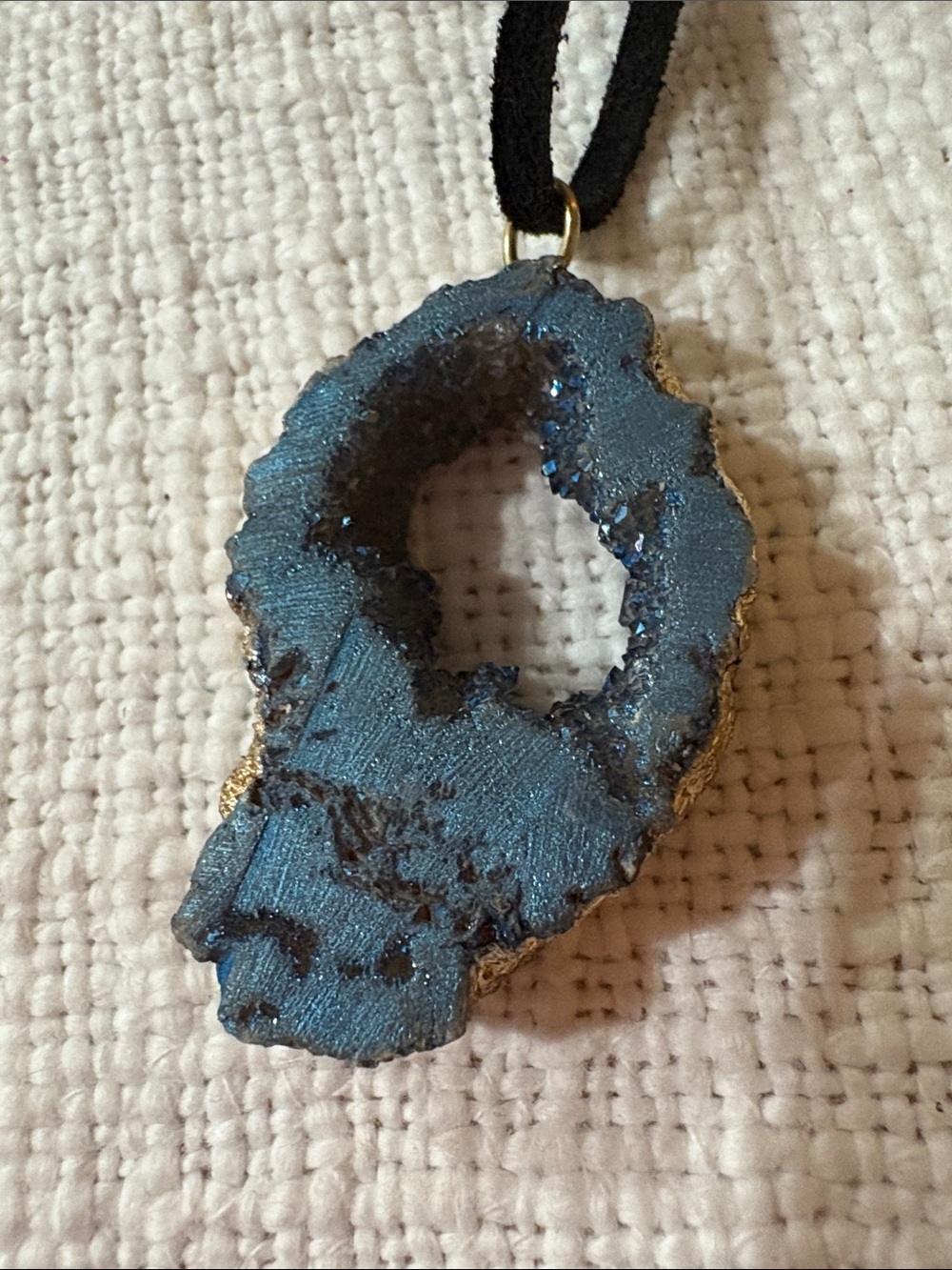Blue Druzy Geode Pendant Necklace